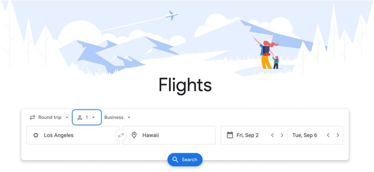 Google Flights filter panel with options to refine results by airline, stops, and departure time