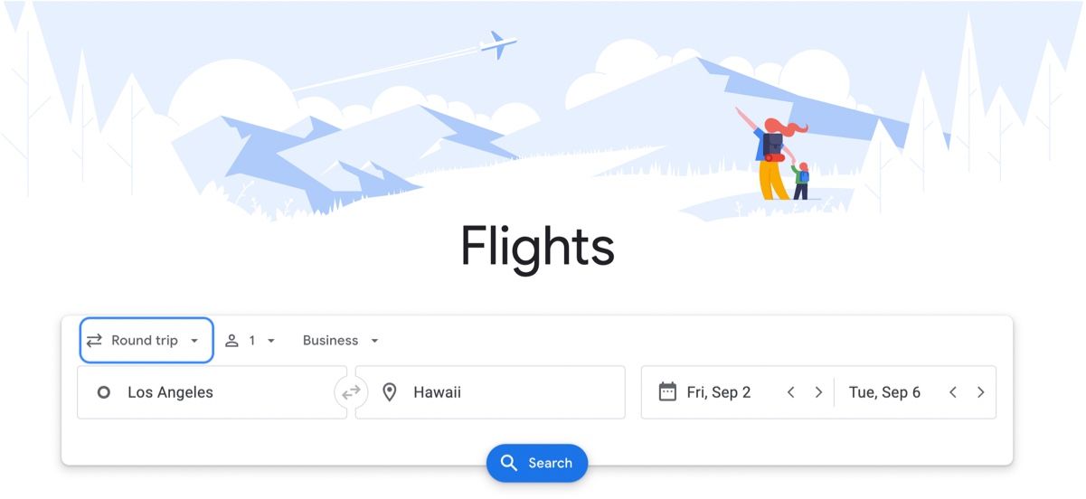 Google Flights search results page sorted by price showing airline, duration, and number of stops