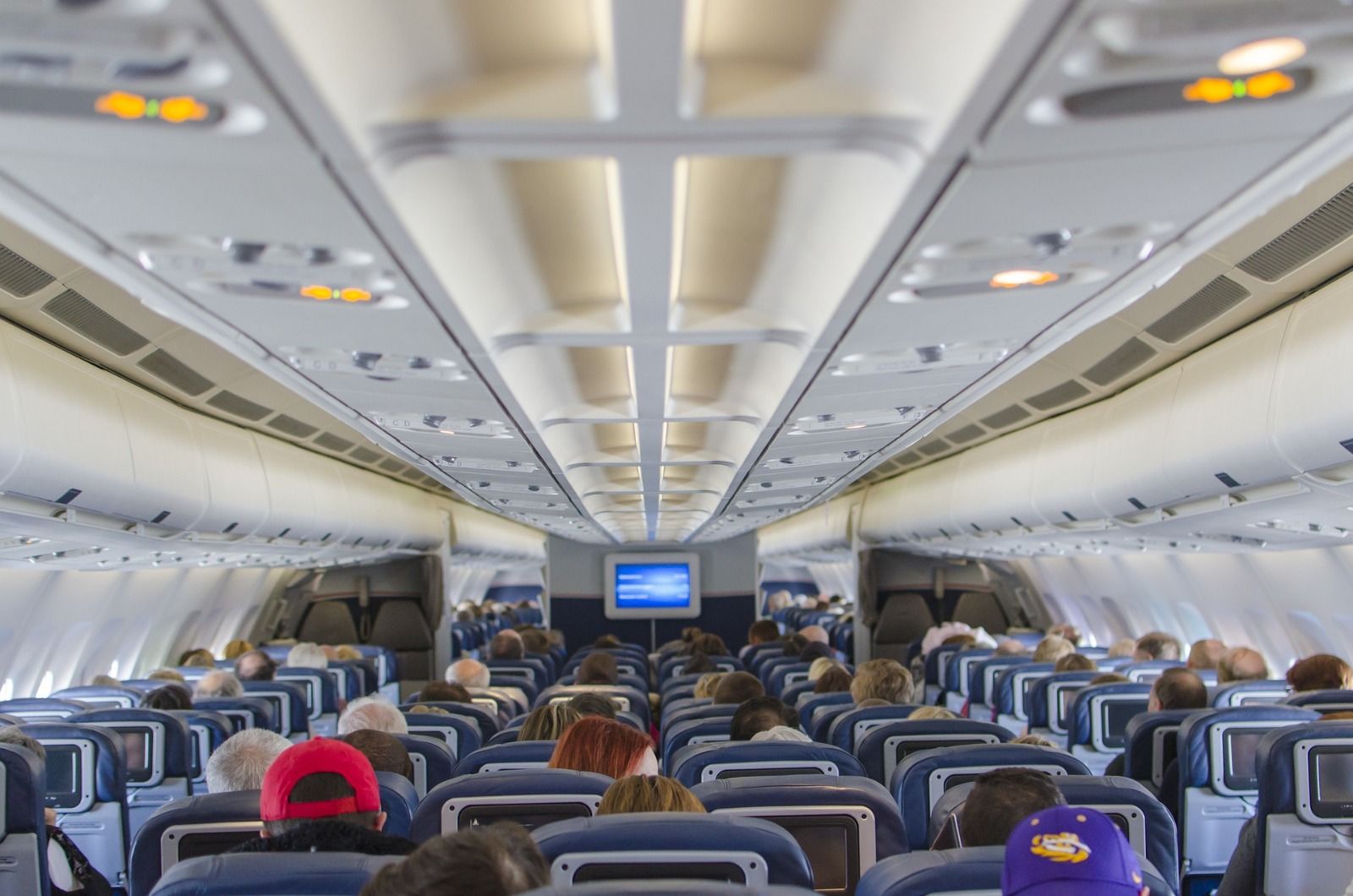 Picture inside of an airplane